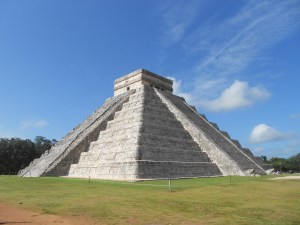 The pyramid is actually a calendar. 9 levels separated by stairs there are 18 terraces symbolizing the 18 20-day months. Each of the flights of stairs counts 91 steps, there are 4 of them, add the platform and we have 365 days. Or it could be 18 × 20 = 360, add 4 flights of stairs and platform, and again we have 365 days :)